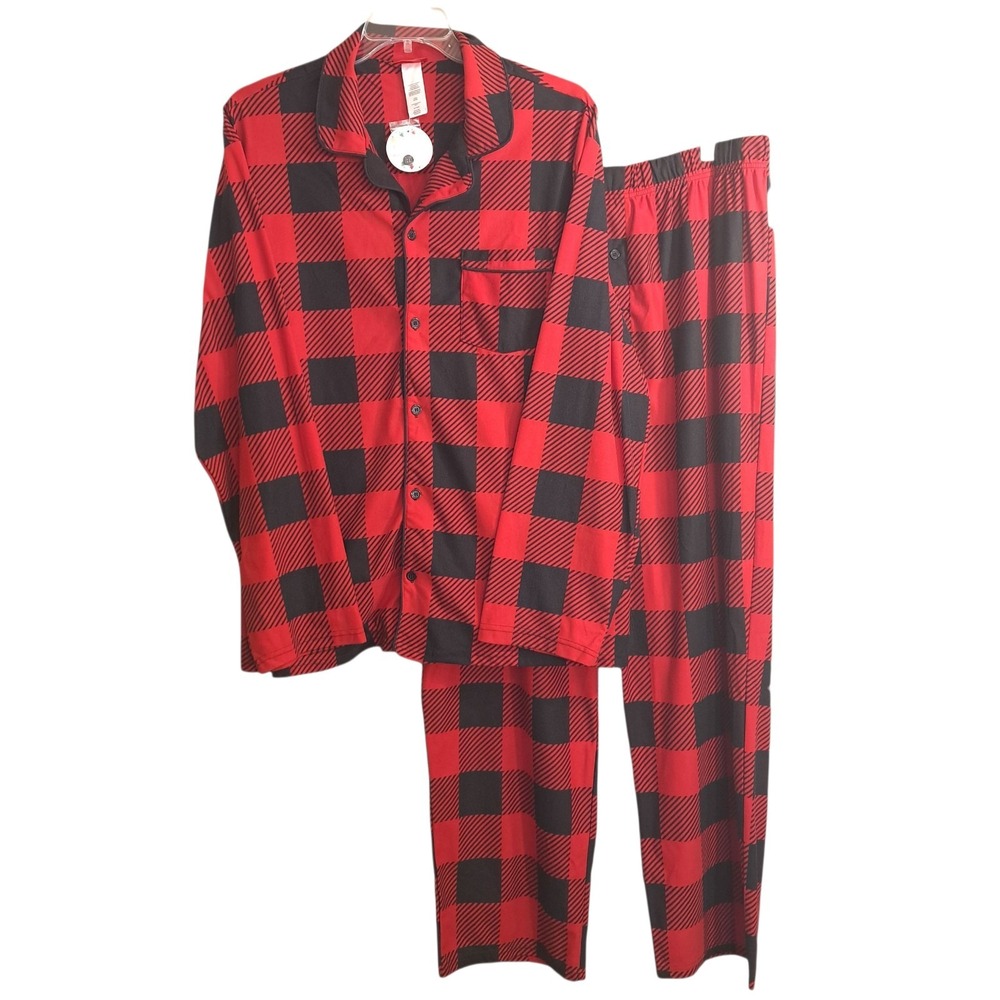 Jolly Jammies XL‎ Christmas 2-Piece Pajama Set Flannel Red/Black Buffalo Check